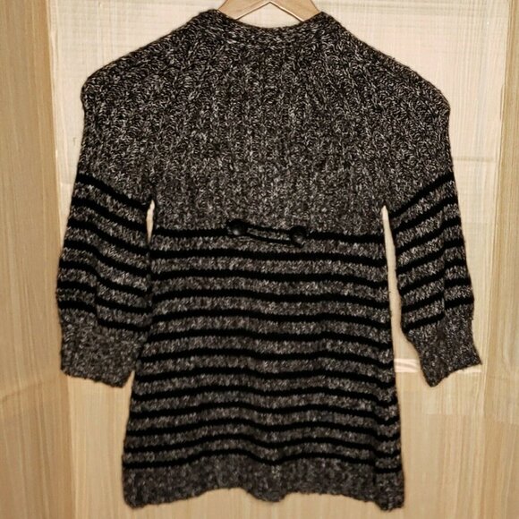 Dex Womens Striped Long Cardigan Sweater Black Grey XS - Picture 2 of 4
